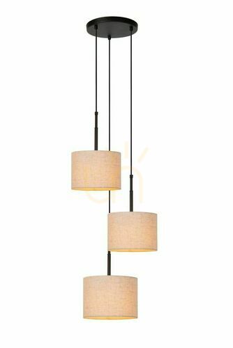 Check Lucide MAYA Pendant Light Black Gold Cotton Japandi 3-Light 50 cm 45409/13/38