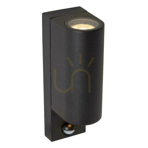 Check Lucide ZARO 69803/02/30 outdoor wall light, black, IP65, 2xGU10, motion and daylight sensor