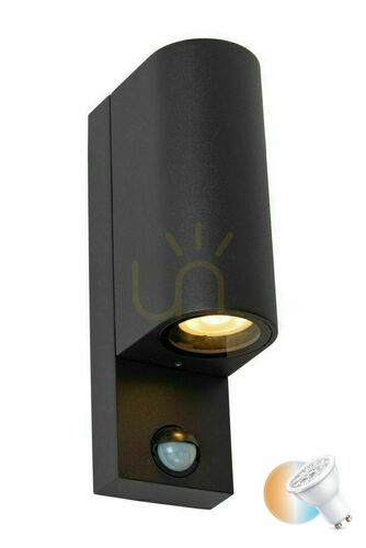 Check Lucide Zaro Outdoor Wall Lamp Black Aluminum IP65 Motion Sensor 69803/02/30