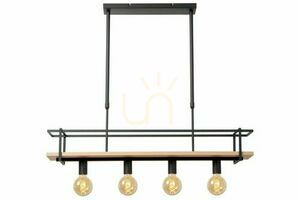 Lucide Milonga Pendant Light 4-Light Black Wood Japandi 21432/04/30 small 0