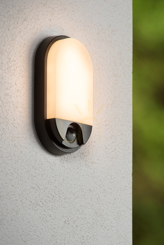 Check Lucide HUPS IR black outdoor LED wall light 10 W with motion and day/night sensor 22864/10/30
