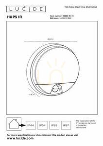 Lucide HUPS White LED Outdoor Wall Lamp with Motion Sensor 22863/10/31 small 4