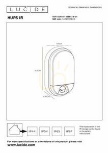 Lucide HUPS LED Outdoor Wall Lamp White IP54 Sensor 22864/10/31 small 4