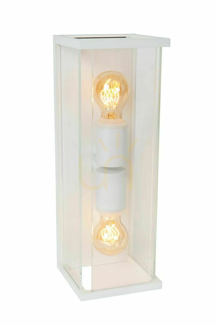 Lucide CLAIRE White Rustic Outdoor Wall Lamp Glass 2-Light IP54 27883/02/31