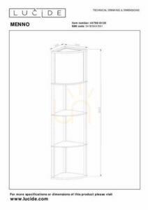 Lucide MENNO 44798/81/30 floor lamp with shelves, black, cream shade, 162.3 cm, E27 small 4