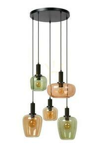 Lucide Ilona 5-Light Black Glass Retro Pendant Lamp 45408/15/99 small 1