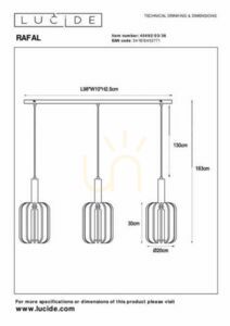 Lucide RAFAL 3-Light Gray Felt Japandi Pendant Lamp 45492/03/36 small 8
