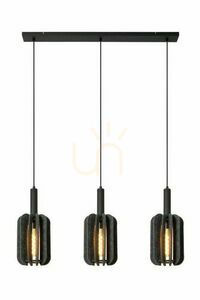 Lucide RAFAL 3-Light Gray Felt Japandi Pendant Lamp 45492/03/36 small 0