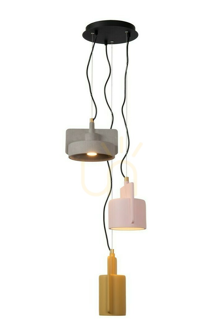 Lucide NINJA 3-Light Black Concrete Japandi Pendant Light