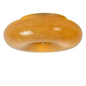 Lucide SENTINO Flush Ceiling Light Ø 30 cm 3xG9, Taupe Glass, Brass Accent, Retro 10125/30/41 small 2
