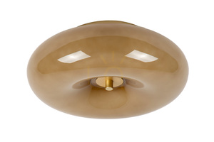 Lucide SENTINO Flush Ceiling Light Ø 30 cm 3xG9, Taupe Glass, Brass Accent, Retro 10125/30/41 small 4