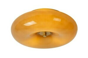 Lucide SENTINO Flush Ceiling Light Ø 30 cm 3xG9, Taupe Glass, Brass Accent, Retro 10125/30/41 small 0