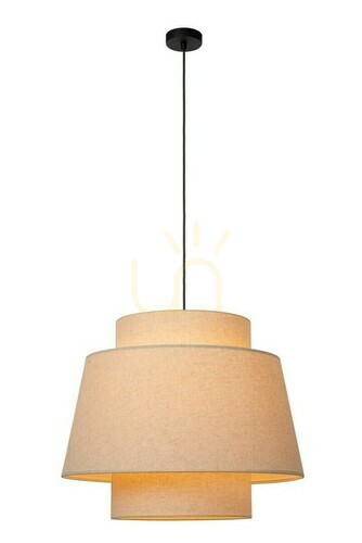 Check Lucide Tribute Beige Fabric Japandi Pendant Light 60 cm