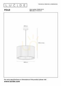 Lucide Fold White Fabric Japandi Pendant Light 40 cm small 5