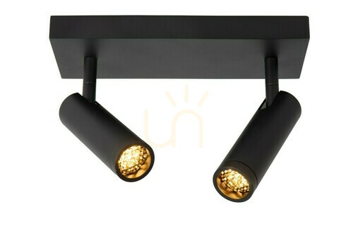 Check Lucide GRADO Black Aluminum 2-Light Ceiling Spotlight, 2xGU10 (MR11), 22974/02/30