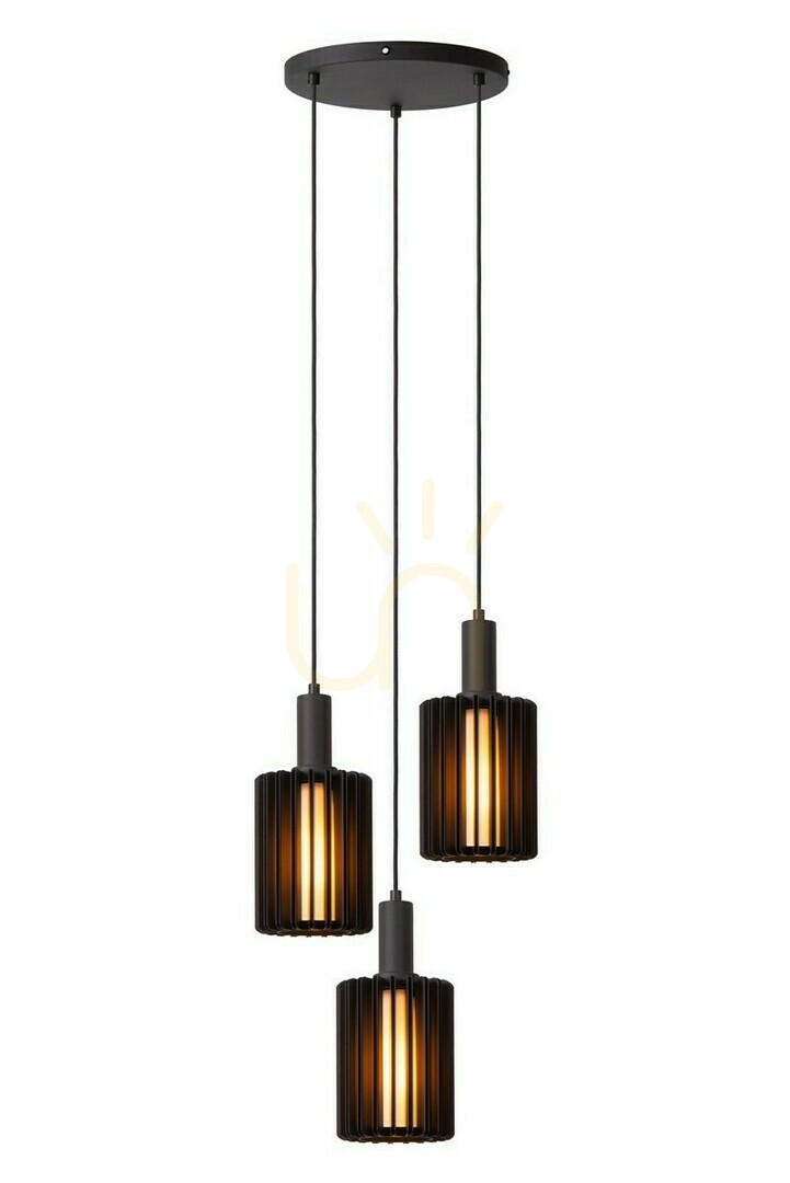 Lucide Lambres Black 3-Light Pendant Lamp Aluminum Modern