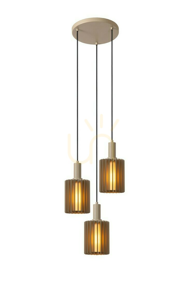Pendelleuchte Lucide LAMBRES Grau Aluminium 3-flammig LED dimmbar