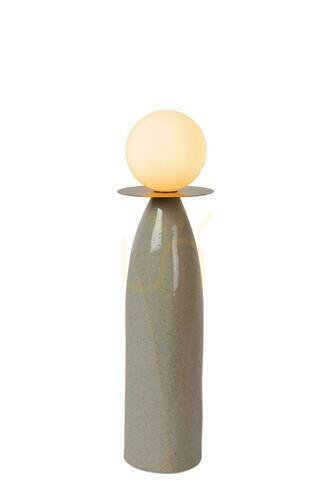 Check Lucide Figaro Grey Porcelain Glass Japandi Table Lamp 45 cm