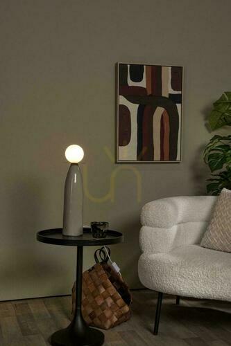 Check Lucide Figaro Japandi Grey Porcelain Glass Table Lamp 48.8 cm