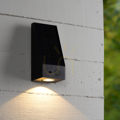 Check Lucide IRWIN black solar outdoor wall light LED 2 W 3000 K IP54 with sensors 15816/02/30