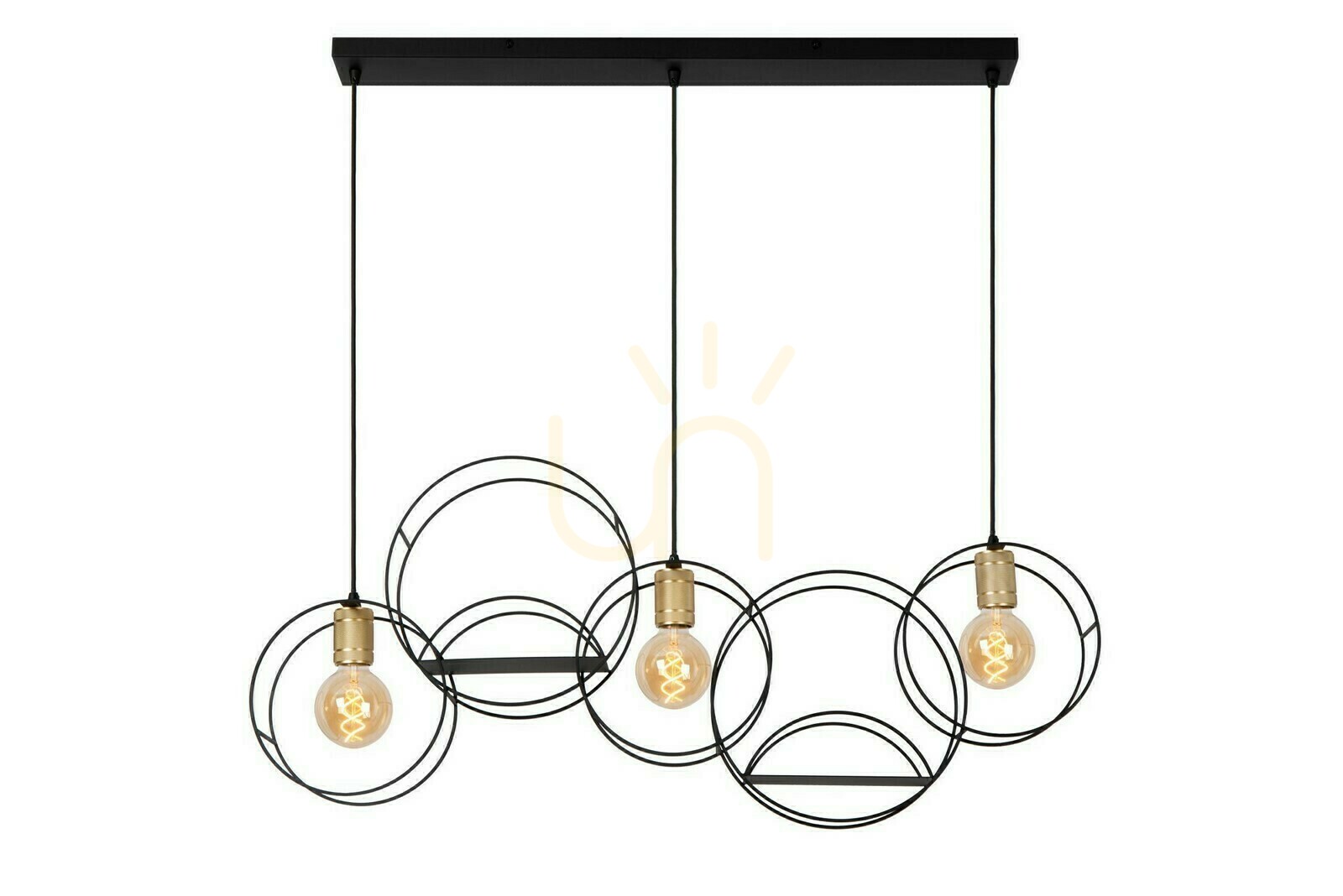 Pendelleuchte Lucide CIRCLE 3-flammig Schwarz Gold Vintage Metall