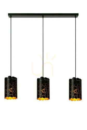 Check Lucide ALMELO Black Gold 3-Light Pendant Lamp