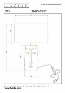 Lucide Viso Japandi Table Lamp White Beige Ceramic Paper E27 56 cm small 5