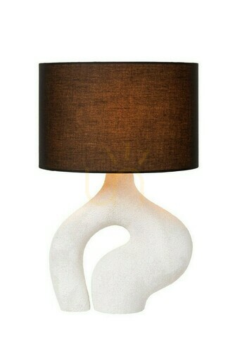 Check Lucide Forma Japandi White Ceramic Fabric Table Lamp