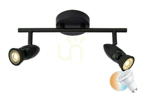 Check Lucide CARO Black 2-Light GU10 LED Spotlight 13955/02/30