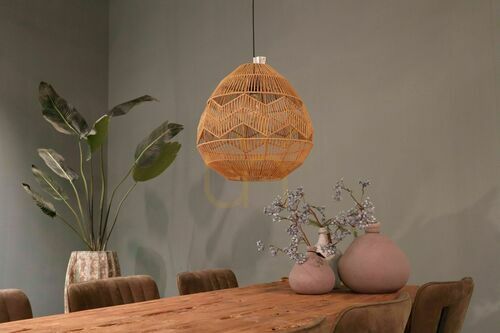 Check Bronze Ange Pendant Lamp with Openwork Shade BOHO