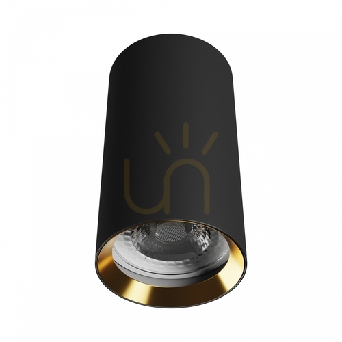 Check Chloe Variosa Gu10 Surface Mounted Gu10 230 V Ip20 55x100 Mm Black Center Gold Round.