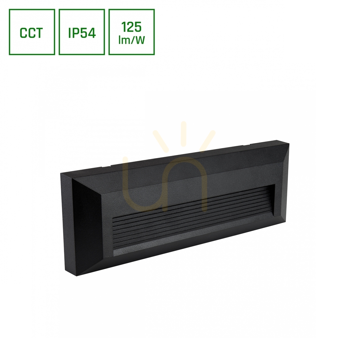 Encanta Asymmetric 6 W Cct 230 V Ip54 230x80x30 Mm Black Surface Mounted Facade.