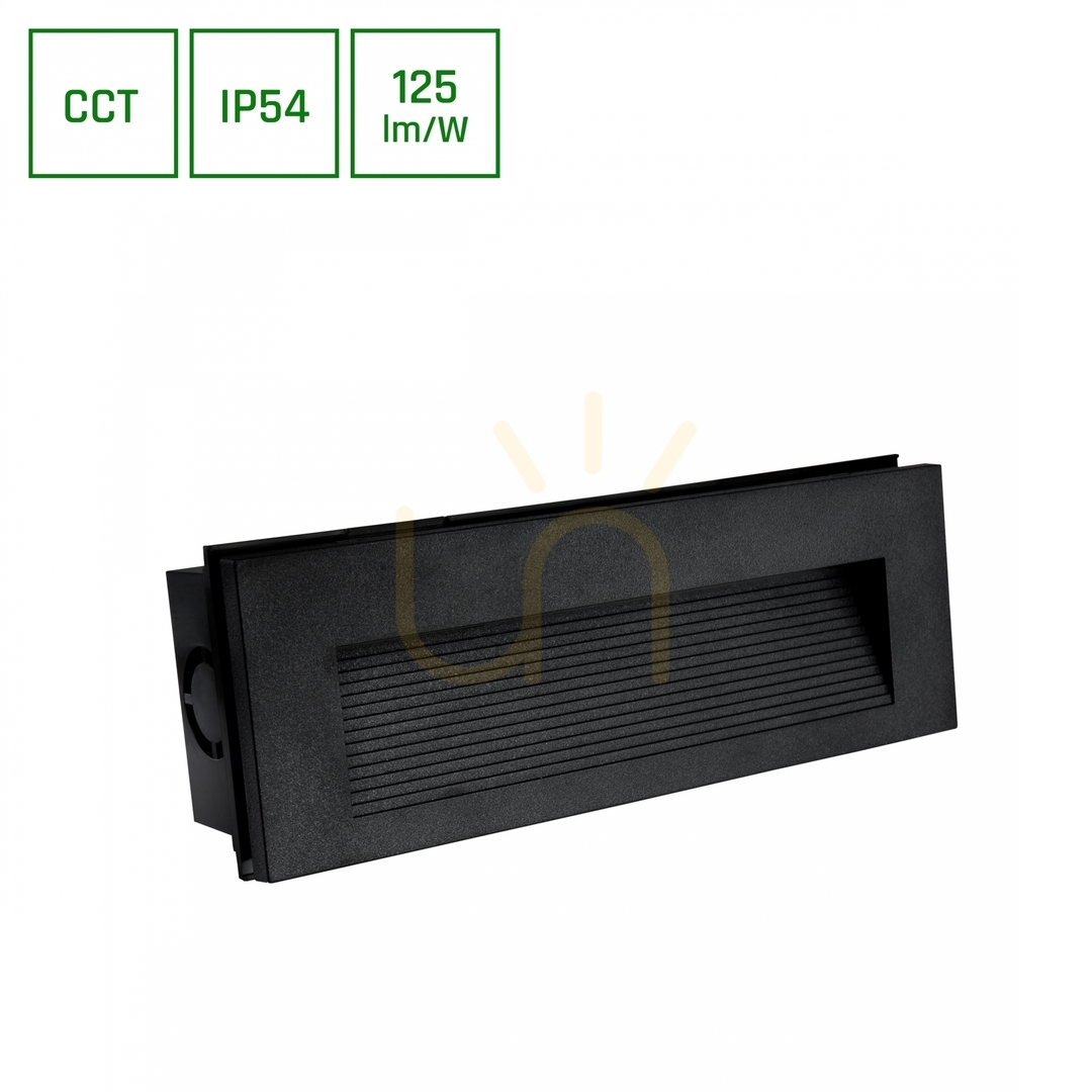 Encanta Asymmetric 6 W Cct 230 V Ip54 230x84x52 Mm Black Flush Mounted Facade.