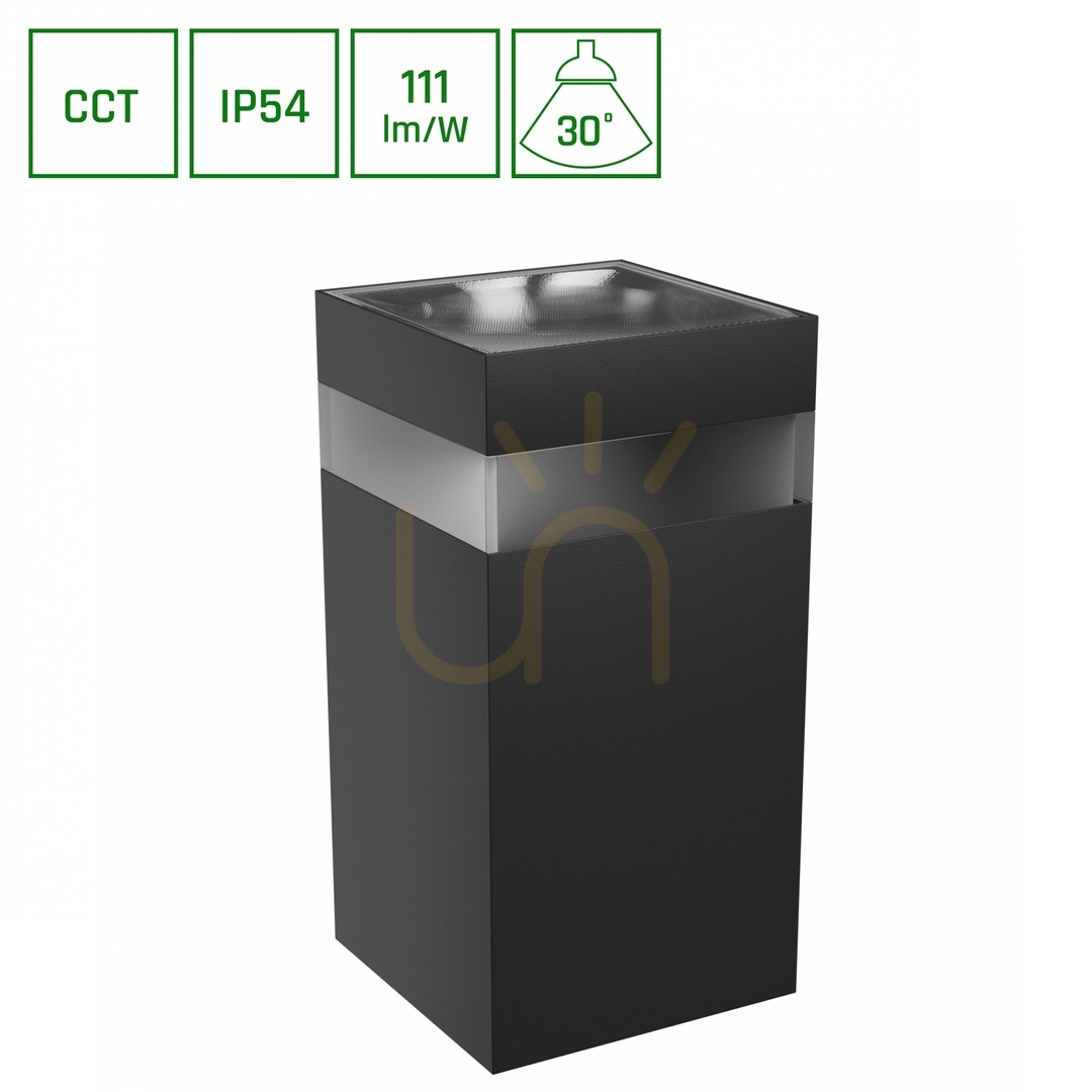 Torre Ring 9 W Cct 230 V Ip54 99x78x156 Mm Black Square Facade One Directional.
