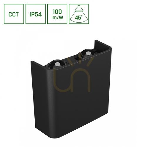 Check Lunarix 2 Wall lamp 4 W Cct 230 V Ip54 Ra90 110 X110 X40 Mm Black, Lights Up/Down
