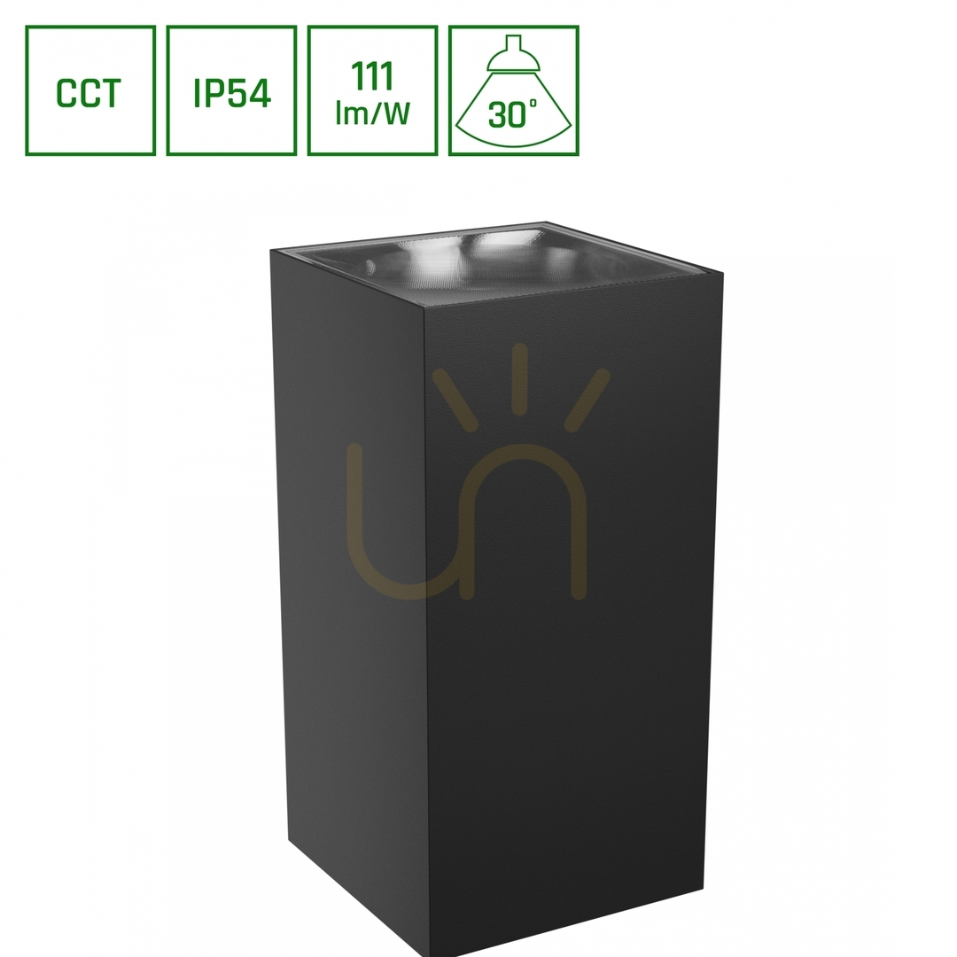 Torre 18 W Cct 230 V Ip54 99x78x162 Mm Black Square Facade Two-way.