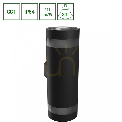 Check Torre Ring 18 W Cct 230 V Ip54 99x78x240 Mm Black Round Facade Two-way.