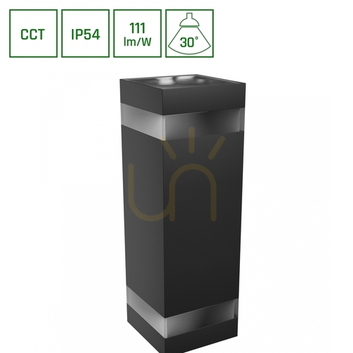 Check Torre Ring 18 W Cct 230 V Ip54 99x78x240 Mm Black Square Facade Bidirectional.