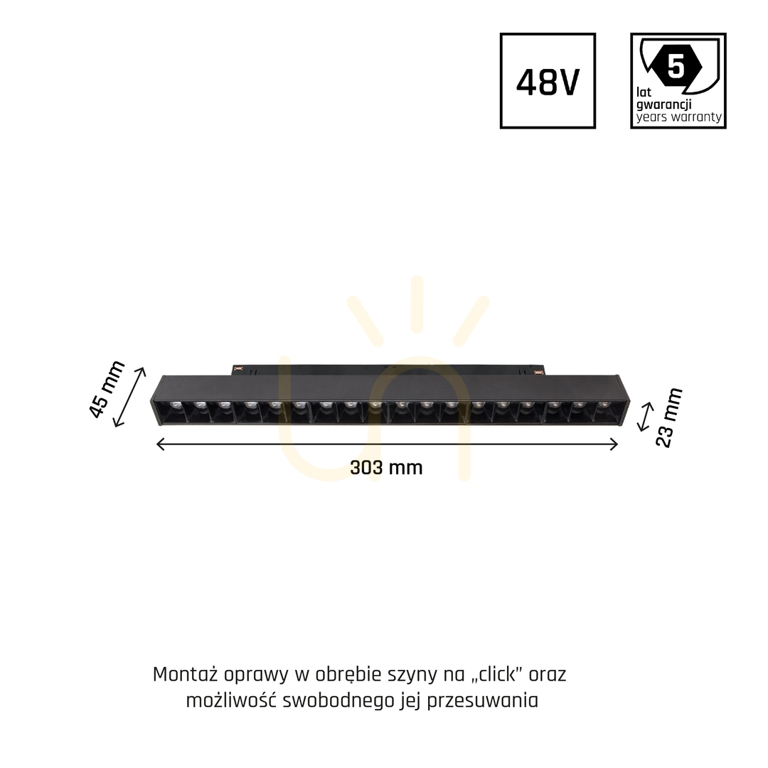 Show System Shift Grid M Light fixture for busbar 303x23x42mm 17W 35st Black 5 Years Warranty. 2 Circuits System Shift Grid M Light fixture for busbar 303x23x42mm 17W 35st Black 5 Years Warranty. 2 Circuits