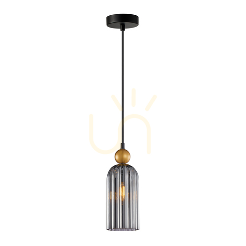 Check Italux Gold Smoky Glass Pendant Light E27 10 cm PND-74839-1-GD-SG