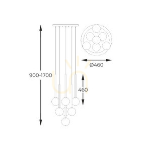 Pendant lamp Zuma Line ARCTURUS P0574-07F-SDFZ Czarno-gold small 3