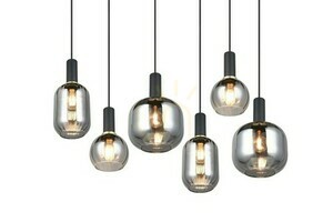 Trio DIVA 319800632 pendant light, matt black, chrome-coated glass, 6 × E27 small 3