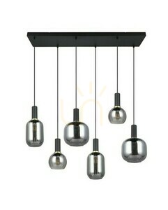 Trio DIVA 319800632 pendant light, matt black, chrome-coated glass, 6 × E27 small 5