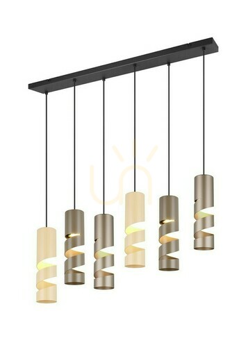 Check Trio STREAM Pendant Light 364000617, 6×GU10, 100 cm, Beige and Coffee Brown