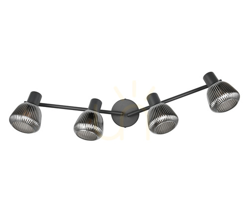 Check TRIO TARIFA 862800432 ceiling spotlight bar – 4×E14, matt black and chrome-plated glass