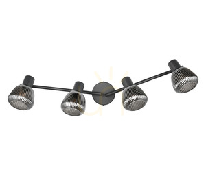 TRIO TARIFA 862800432 ceiling spotlight bar – 4×E14, matt black and chrome-plated glass small 7