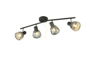 TRIO TARIFA 862800432 ceiling spotlight bar – 4×E14, matt black and chrome-plated glass small 1