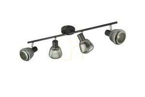 TRIO TARIFA 862800432 ceiling spotlight bar – 4×E14, matt black and chrome-plated glass small 4