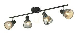 TRIO TARIFA 862800432 ceiling spotlight bar – 4×E14, matt black and chrome-plated glass small 0