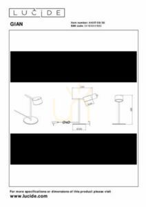 Lucide GIAN Black Metal LED Touch Dimmable Table Lamp 44517/08/30 small 5